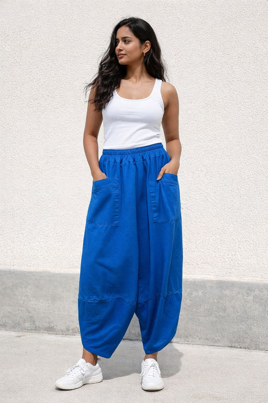 Pocket Front Tulip Leg Cocoon Shape Joggers