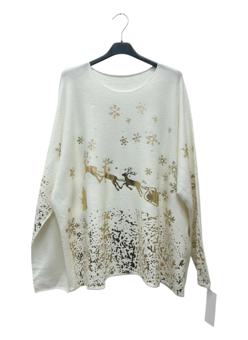 REINDEERS & SLEIGH Super Soft Oversized CHRISTMAS Jumper