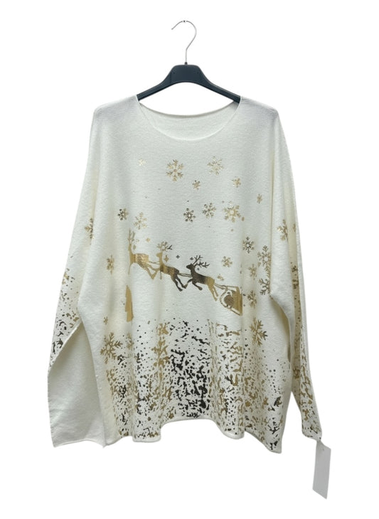 REINDEERS & SLEIGH Super Soft Oversized CHRISTMAS Jumper