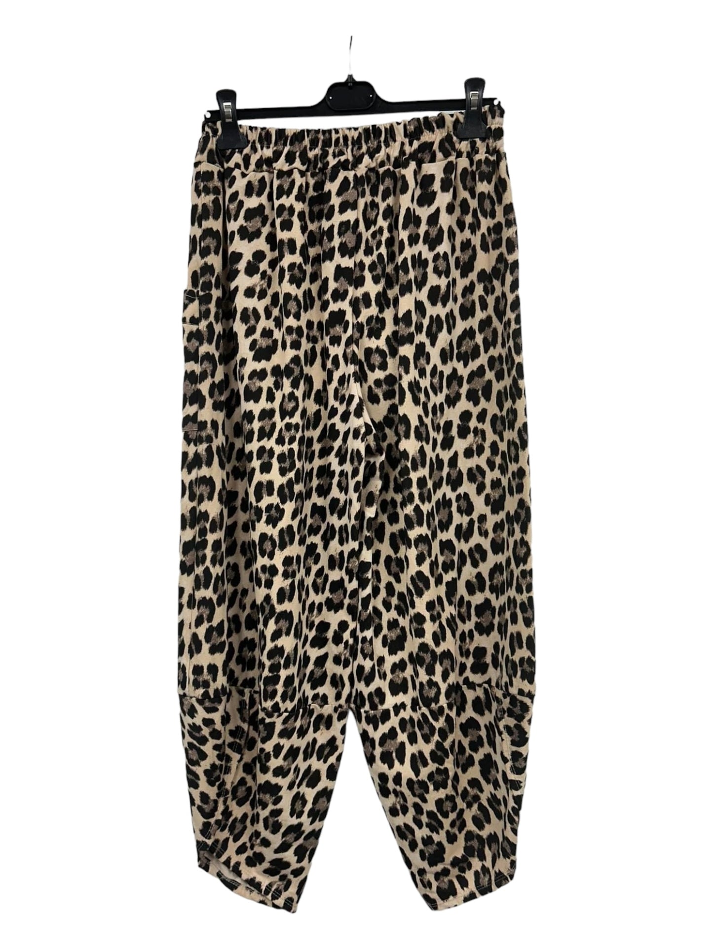 Leopard  Print Pocket Front Tulip Leg Cocoon Shape Joggers