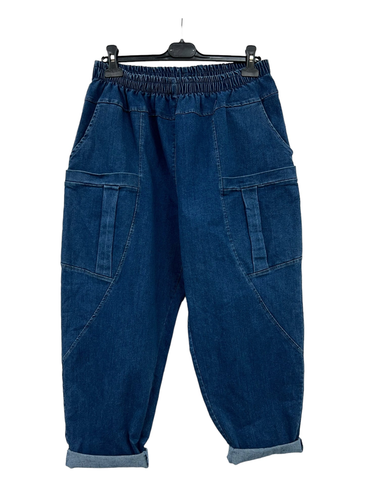 Barrel Leg Mom Fit Stretch Denim Cocoon Pants